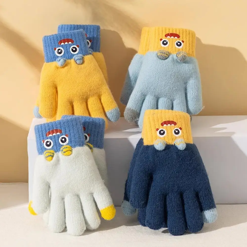 هدية عيد ميلاد قفازات شتوية دافئة للأطفال ناعمة قابلة للتمدد سميكة قفازات كتابة للطلاب قفازات كاملة الأصابع في الهواء الطلق