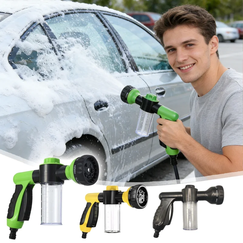 High Pressure Spray Gun for Car Adjustable with Soap Dispenser Garden Watering Patio Household Cleaning Tool