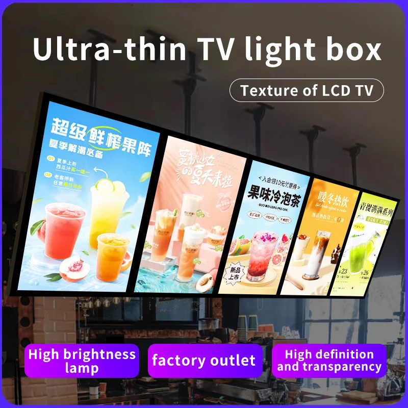 

Slim Snap Frame LED Light Box Illuminated Poster Display LED Backlit Menu Board Screen For Restaurant Cafe Shops Wall Billboard