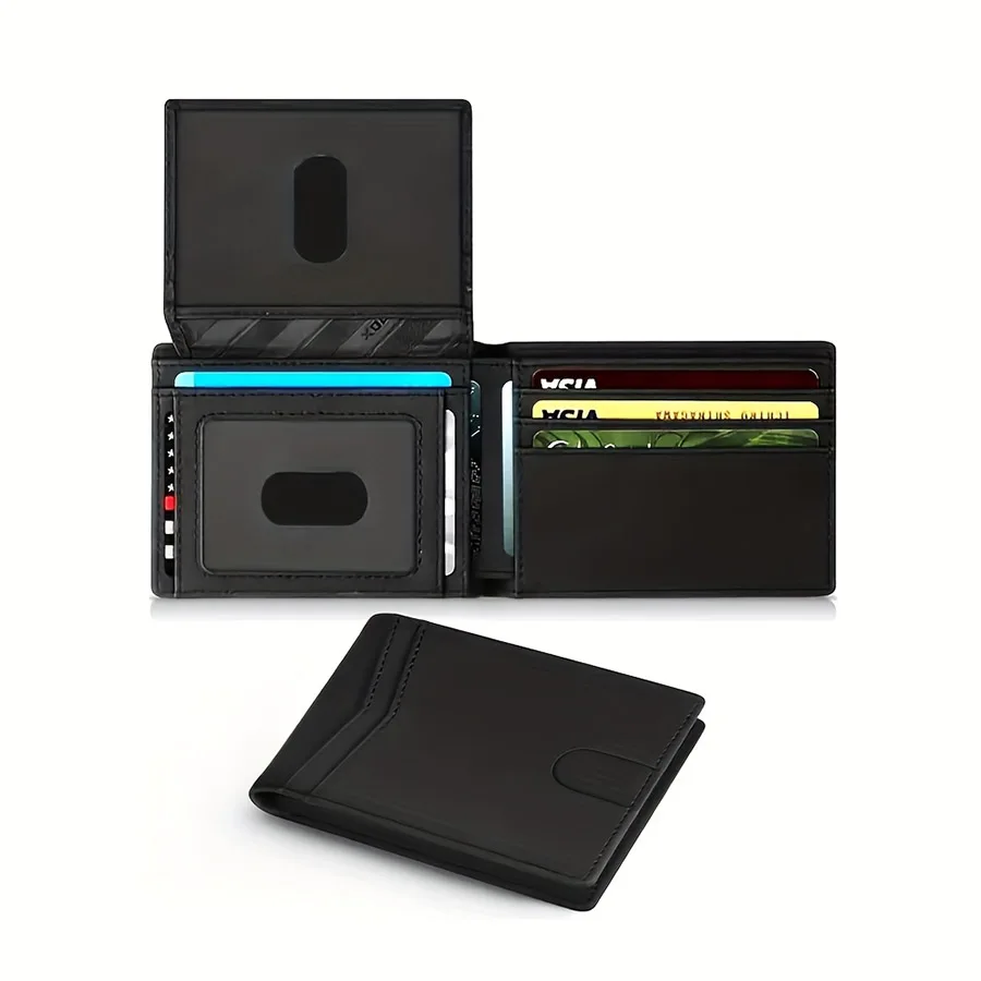Herren-Geldbörse, ultradünnes RFID-Leder mit Ausweisfenster, Multi-Card-Geldbörse aus Kohlefaser – Detail 2