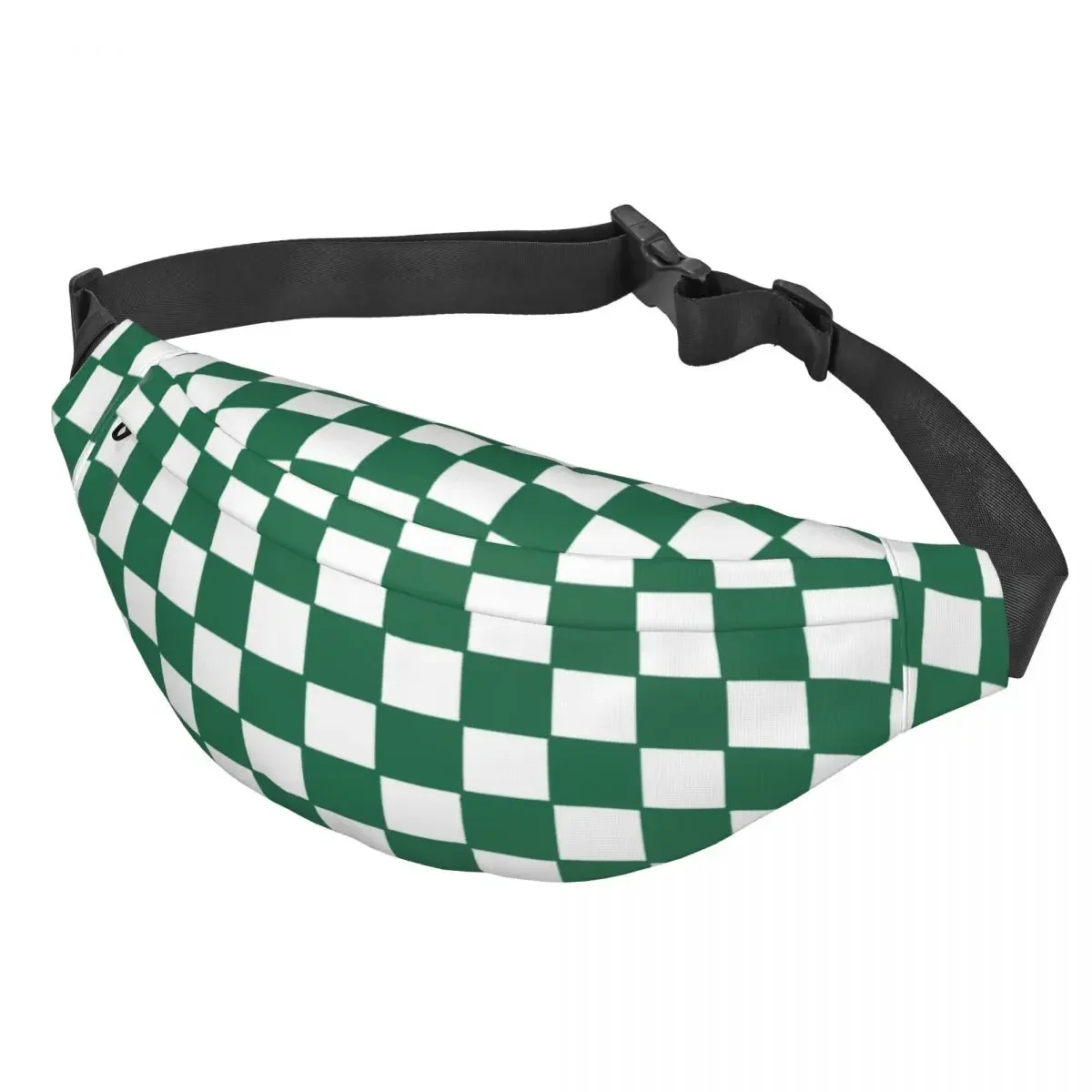 Custom Green White Checkers Tattoo Design Collection Fanny Bag Sling Crossbody Waist Pack Men Women Traveling Phone Money Pouch