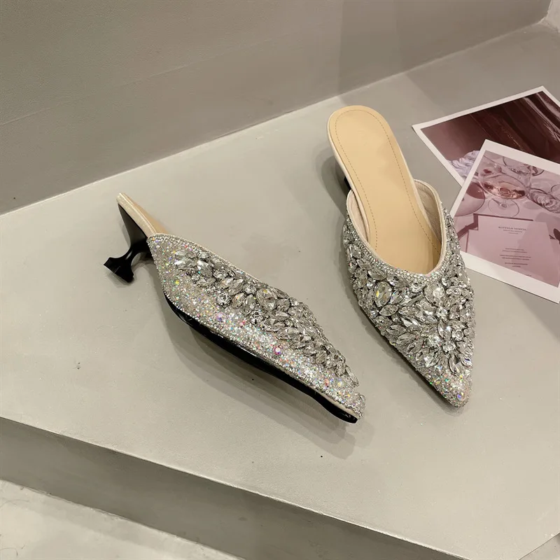 

New Women's Shoes Luxury Rhinestone High Heeled Slippers for Woman Fashion Vacation Casual Shoes Designer Shoes Zapatos De Mujer