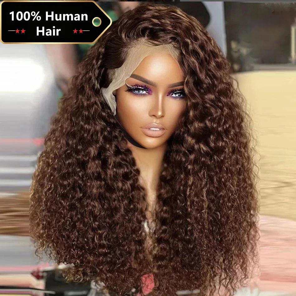 #4 Deep Wave 13x4 13x6 Hd Lace Frontal Wig 30 Inch Chocolate Brown Loose Curly Lace Front Human Hair Water Wave Vietnamese Wigs For Women