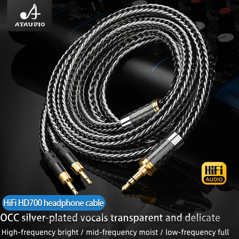ATAUDIO HiFi HD700 Headphone Cable 16 Shares OCC Silver Plated Earphone Cable for HD700 Players Headset 4.4mm XLR Cable