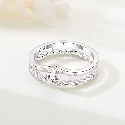 Orstarry S925 Sterling Silver V-shaped Twisted Rope Closed Ring For Women Original Finger Ring Jewelry Party Fine Trendy Gifts