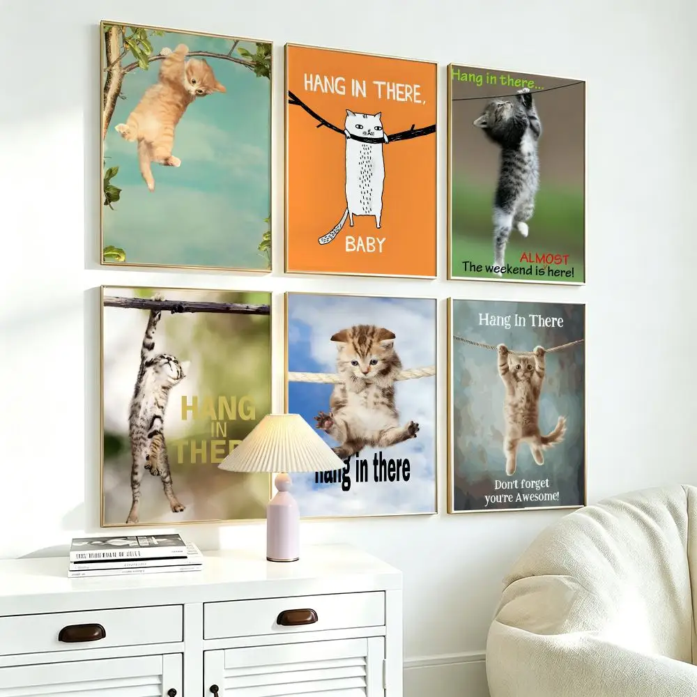 Aesthetic Wall Art Poster art Hang In There Cat Poster for Office Home Decor Interior Large Wall Picture Print