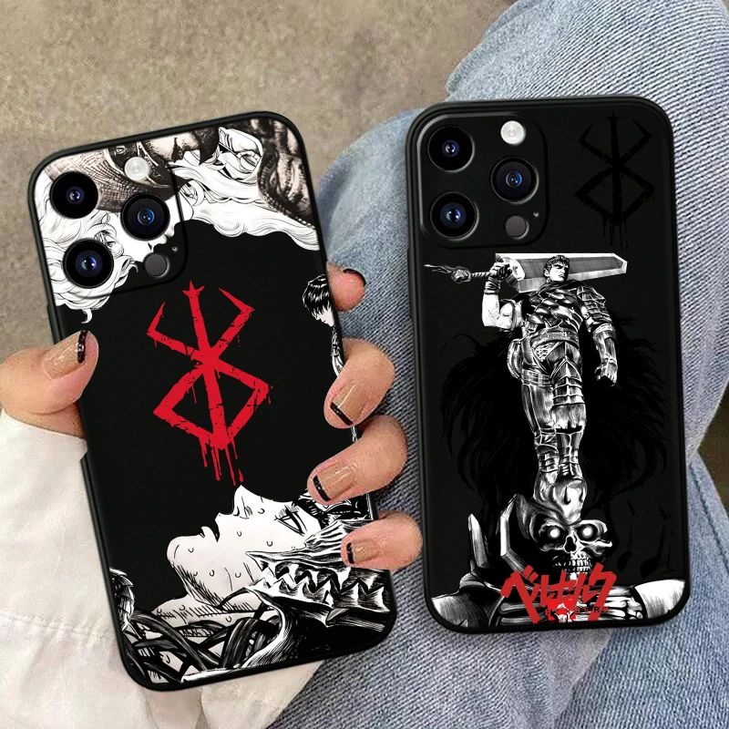 Berserk Comics Anime For Apple iPhone 15 14 13 12 Mini 11 XS XR X 8 7 Pro Max Plus Soft Silicone Black Phone Case