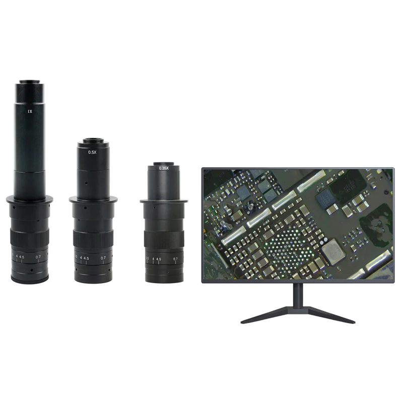 Microscope industriel LAB 120X 180X 300X avec caméra vidéo, zoom monoculaire réglable, objectif à monture C, objectif de précision pour réparation de PCB, BGA, téléphone