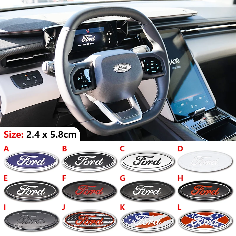 58MM Car Steering Wheel Badge Cover Stickers Decoration Accessories For Ford Escape Focus Fusion Fiesta Mondeo Mk2 3 Auto Decal