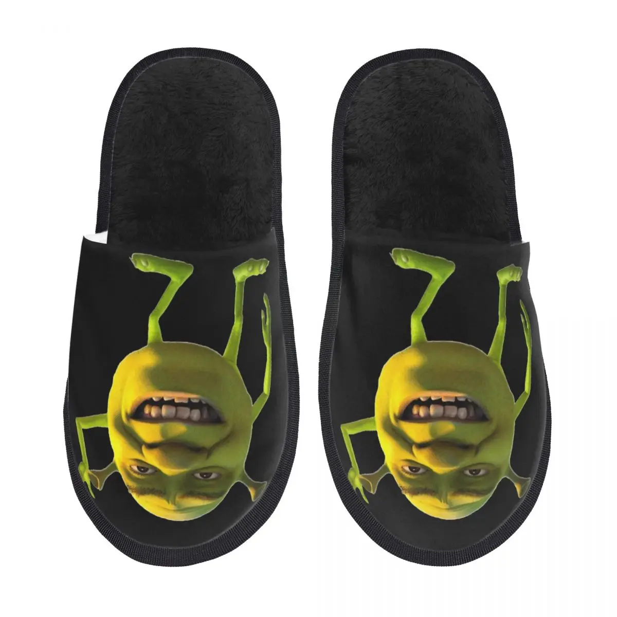 Shreks Wazowski-Zapatillas de casa divertidas para el hogar, antideslizantes, bonitos monstruos, acogedoras, de piel de algodón, toboganes para interiores