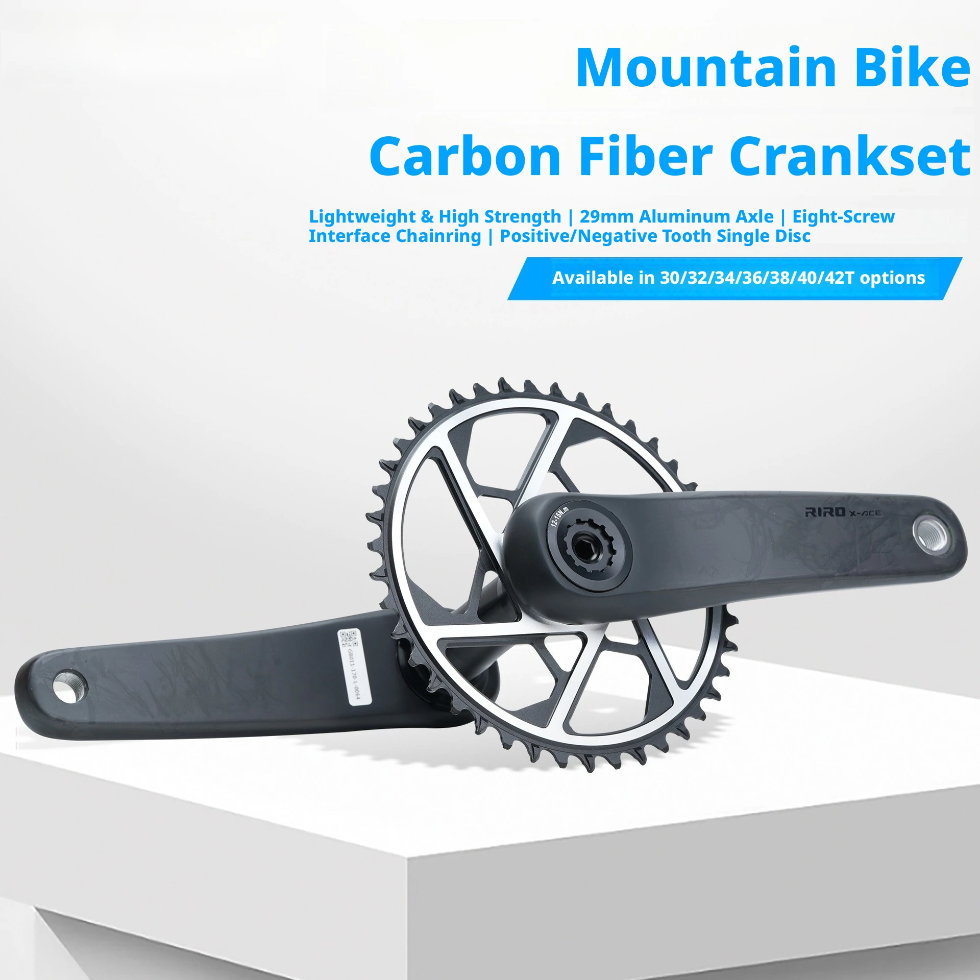 MTB Carbon Fiber Crank 10/12 Speed Direct Mount Bicycle Carbon Crankset 165/170mm Bike Chainring 30/32/34/36/38/40/42T