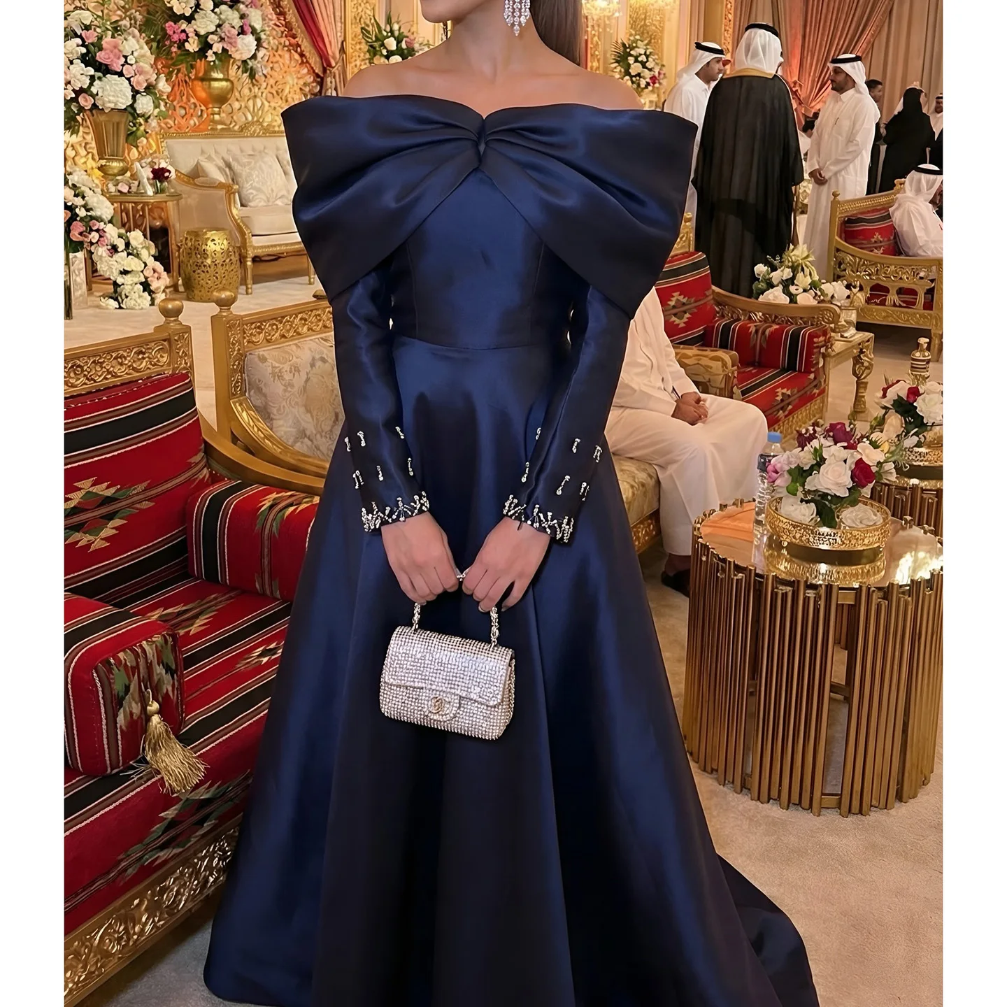 plus size royal blue bridesmaid dresses Bridemaid Sheer O-Neck Lace Applique  TANYA BRIDAL Oversized Bow Detail Royal Blue Plus Size Bridesmaid