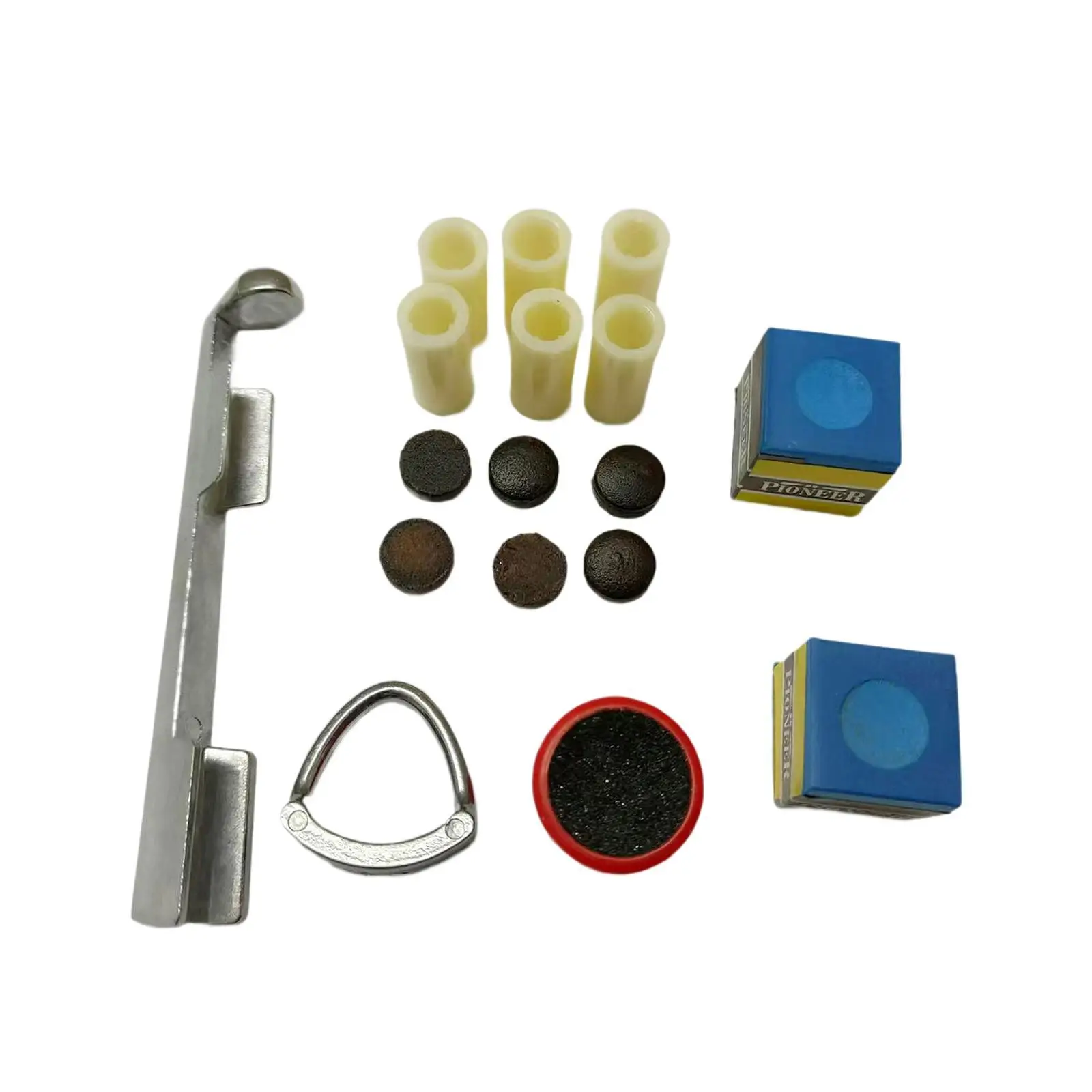 Kit de reparo de taco de bilhar, pontas de taco de sinuca, limpeza de eixo 2 gizes, 1x desgaste de ponta de taco, kit de reparo de piscina de bilhar