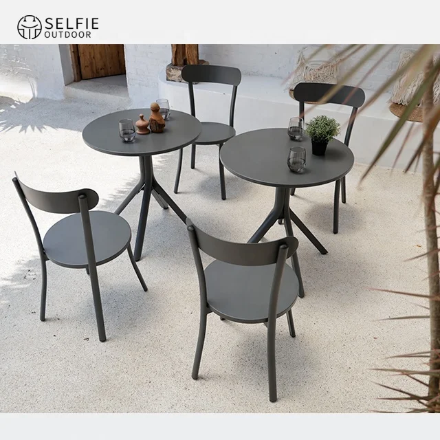 

Restaurant Furniture Garden Chair for Outdoor Aluminium Furniture Set Round Dining Table Outdoor Dining Table