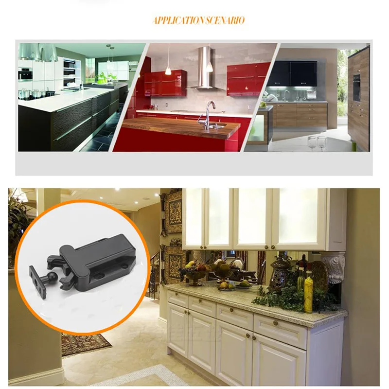 ABRE-6-Pack Non magnetico Push To Open Catch Lock Cassetto Cabinet Catch Press Latch Armadio Camera da letto