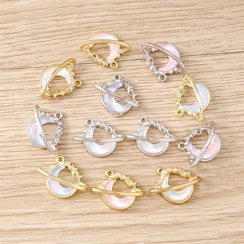 5 Stück 20x15mm Niedliche Kristallmond-Anhänger Passend für Halsketten, Ohrringe, Armbänder, DIY Handgemachtes Kunsthandwerk, Schmuckherstellungszubehör – Detail 10