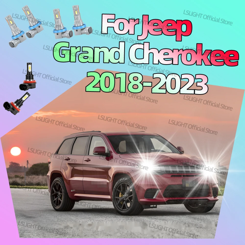 2/6 قطعة ل جيب جراند شيروكي 2018-2023 المصباح اللاسلكي 3570 CSP عالية منخفضة شعاع لمبات 6000K مصابيح الضباب 12 فولت مجموعة تحويل السيارة