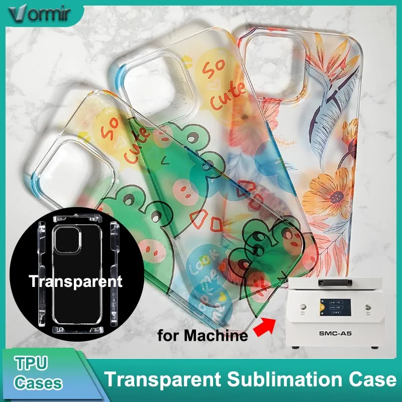 VORMIR 5pcs Transparent Blank Phone Covers for Sublimation Machine DIY Protector Single Cases for iPhone 15 14 13 12 Series