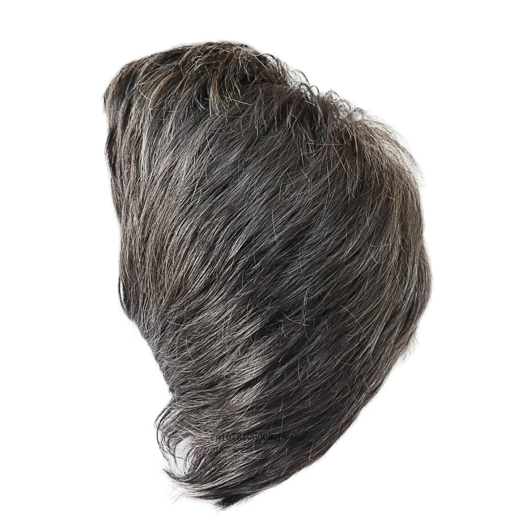 Synthetic Mens Short Wig with Bangs Black White Mixed Wig for Male Natural Haircut Father Grandpa Gift Daily Old Man Wig Cosplay