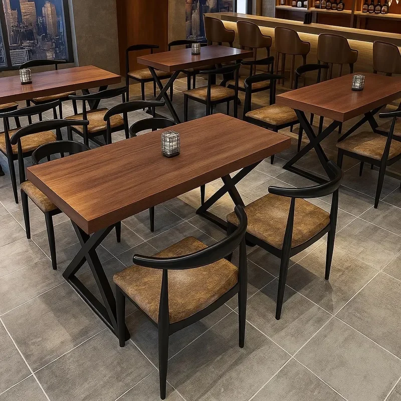 for Commercial Dining Table Hotel Bar Fast Food Restaurant Industrial Style Rectangle Simple Dining Table BBQ Shop Table and