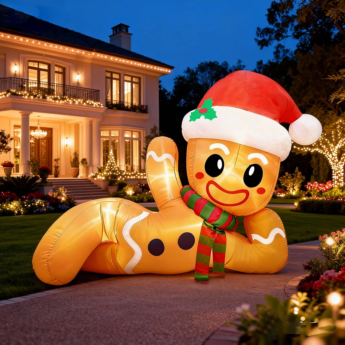 10FT Christmas Inflatable Gingerbread Man Outdoor Decor, Blow Up Christmas Decor Outdoor for Holiday Garden Yard Decor ￼