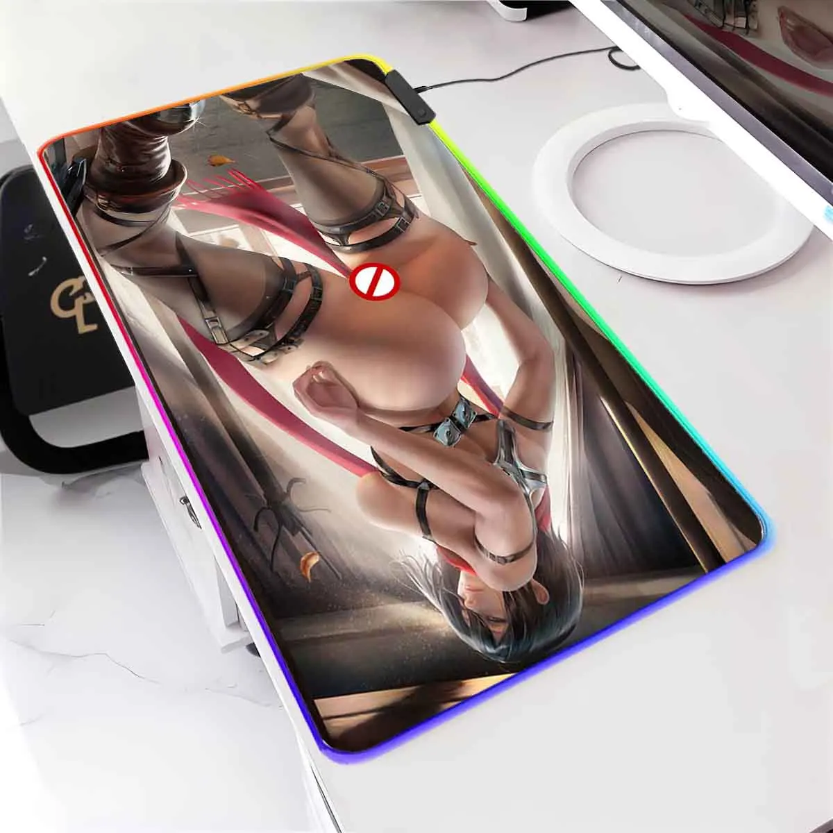 

Anime Attack on Titan Large Non-slip Mouse Pad LED Backlit Mikasa Ackerman Leopard Mouse Pad Table Overwatch Gaming Keyboard Mat