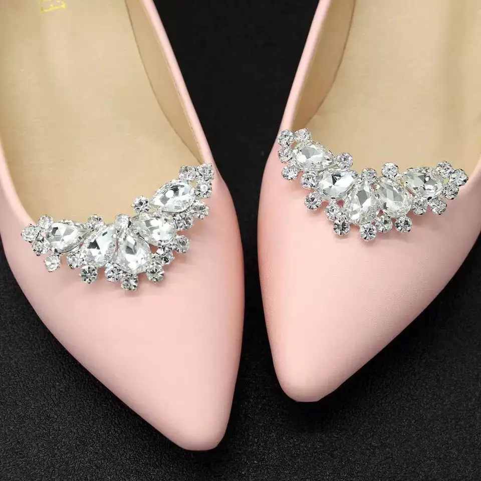 

Fashion women luxury 2-piece set of shiny rhinestone shoes clip accessories Bridal wedding party high heels crystal jewelry gift