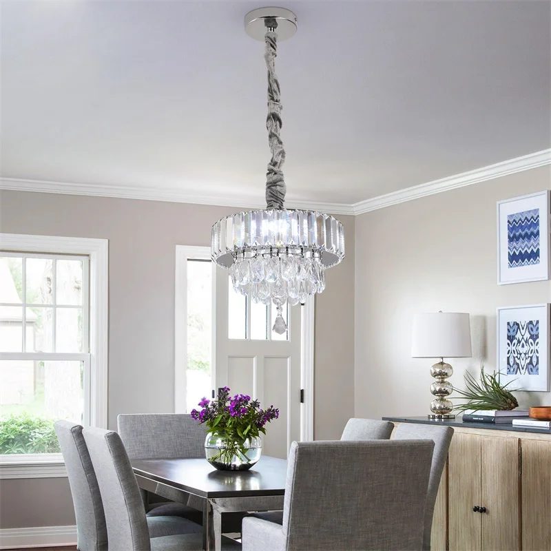 Crystal Chandelier With Silver Decorative Strip For Living Room Bedroom Fixtures Lumiere Led Home Decor Lustres Elegant Ceiling