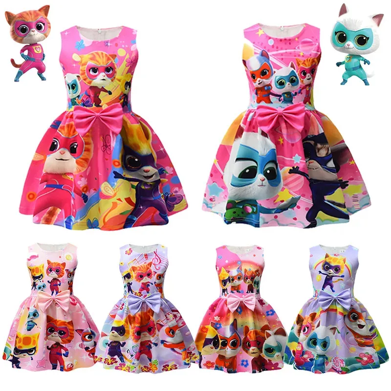 

Cosplay Anime Superkitties Cosplay Costume Kids Bow Lace Dress Halloween School Party Superkitties Cosplay Costume Girls Cosplay