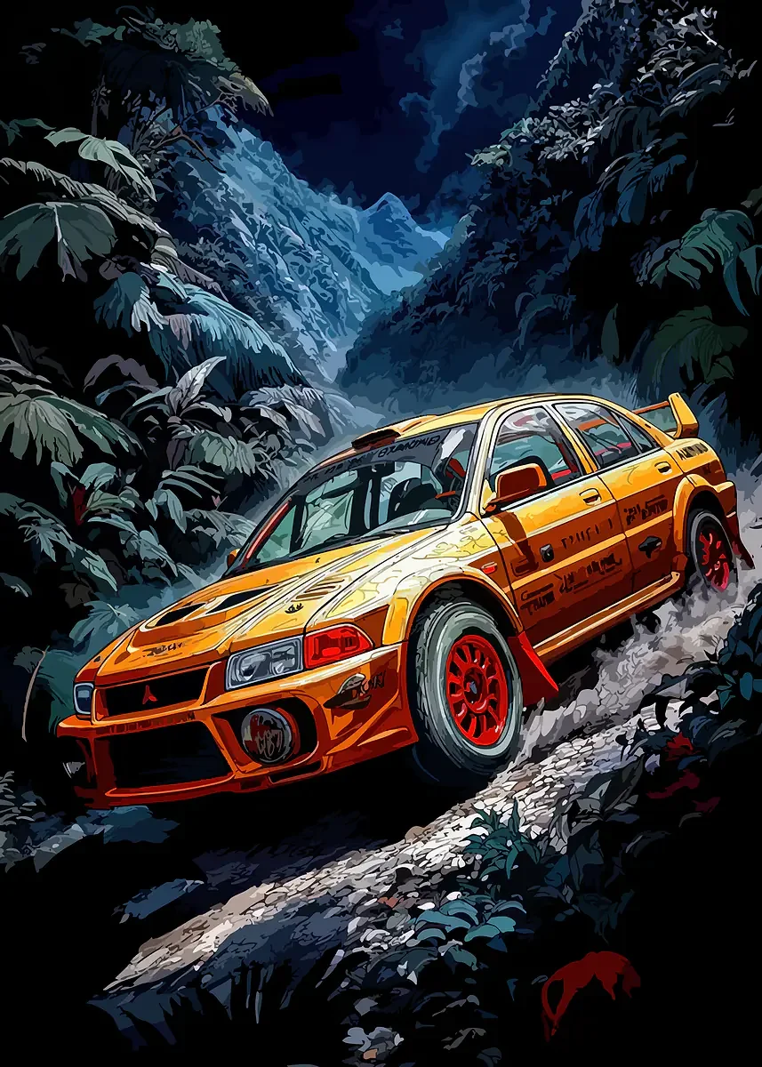Rally Car Lancer Evolution Poster Metal Sign Custom Bar Room Decoration Bedroom Indoor Decor Home Wall Decor Posters