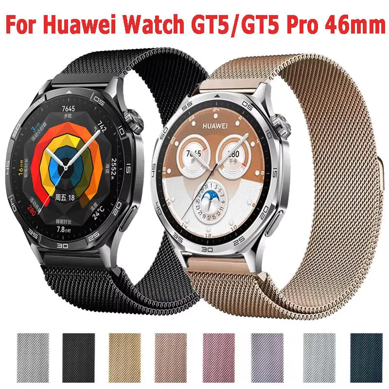 Magnetisches Milanese-Loop-Armband für Huawei Watch GT2 3 4 5 5Pro 46 mm, austauschbares Armband für Huawei Watch GT2 GT3 Pro 46 mm Correa