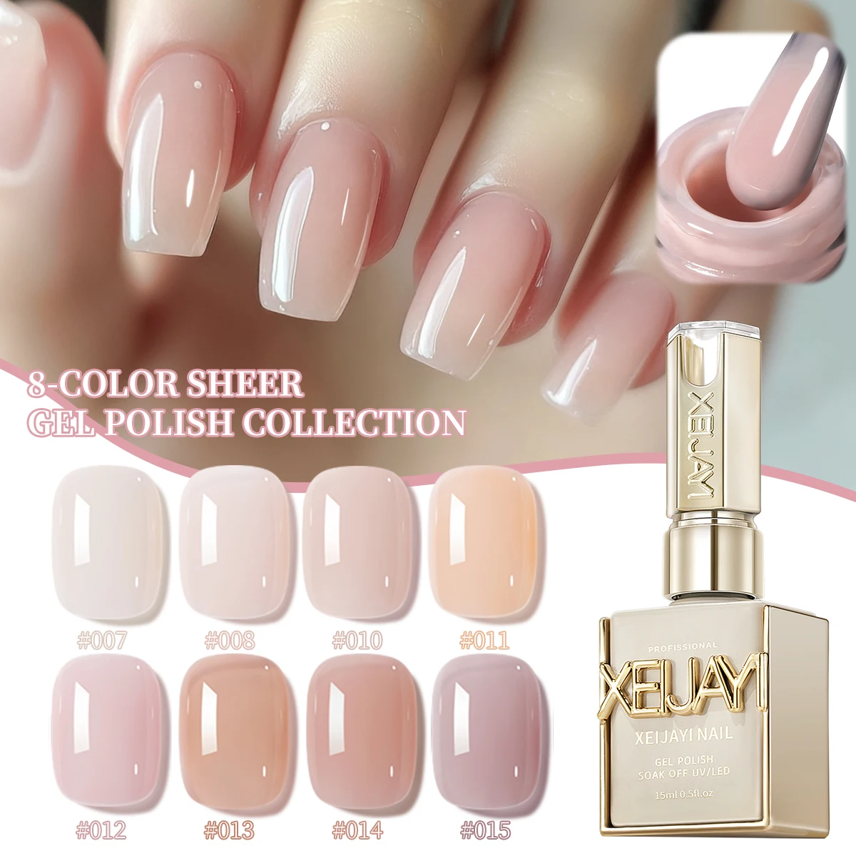 XEIJAYI 15ML 1pc esmalte de uñas de Gel rosa hielo, esmalte de uñas de inmersión LED UV, diseño de esmalte de uñas DIY de vacaciones para primavera