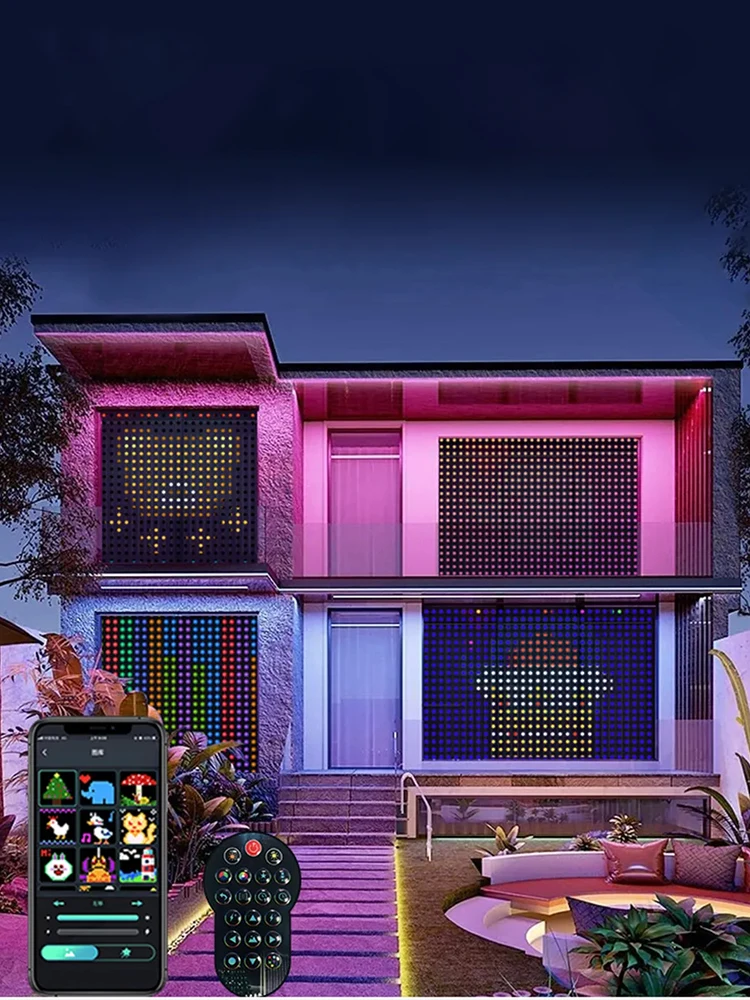 USB Smarte Vorhang-Lichterkette RGB IC, 400 LEDs, Bluetooth & App-Steuerung, DIY-Muster, Perfekt für Weihnachts- und Halloween-Fensterdekorationen