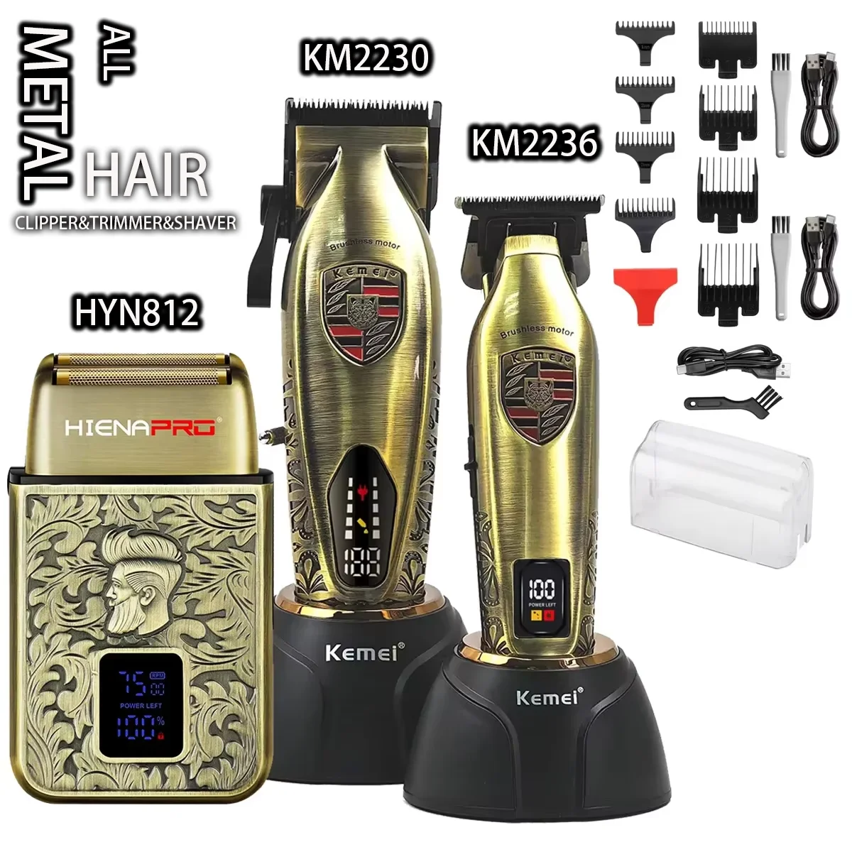 Full Metal KM2230 KM2236 812 Professional 10W Hair Clipper Brushless Motor Hair Trimmer Cutting Machine Electric Shaver for Men