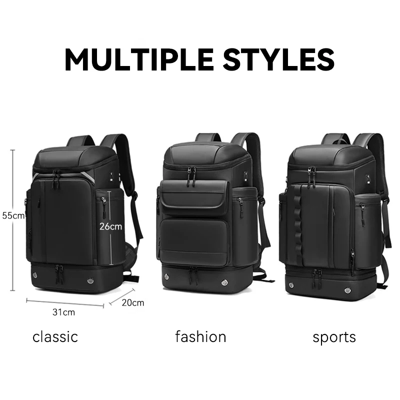 45L Mens Business Backpack Large Capacity Outdoor Multifunctional Mountaineering Bags Waterproof Travel Backpacks 17.3in Laptop