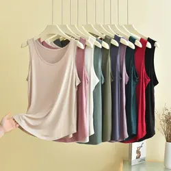 Camisole à col rond en modal pour femme, T-shirt fin monochrome, tee-shirt grande taille, médicaments précieux, XL à 6XL, été