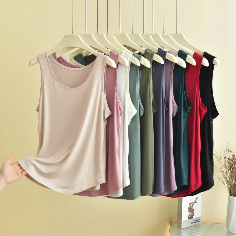 XL to 6XL  Modal  O-Neck Tank tops Summer women's camisole Thin Loose Sleeveless T-shirt  Solid color Tee Top Large size
