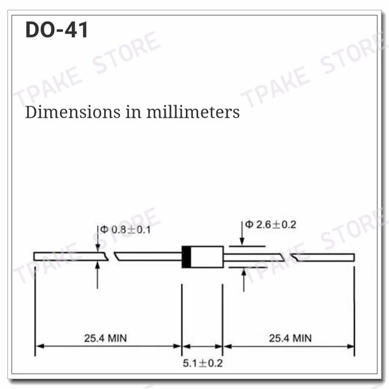 1N4001 1A50V 1N4004 1A400V 1N5819 1A40V DO-41 Schottky Rectifier Diode