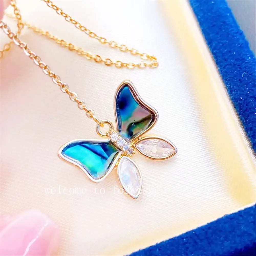 Abalone Butterfly Pearl Y-shaped Necklace This Year's Very Popular Metal Element Natural Freshwater Pearl