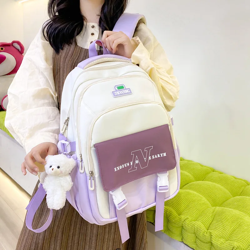 Waterproof Teenage Bookbag Nylon Rucksack Fashion Girl pink Backpack Women Shoulder Bag High School Schoolbag