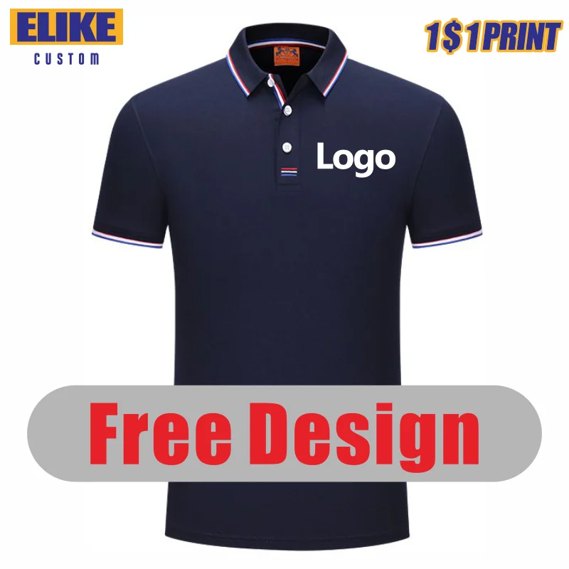 ELIKE Summer Fashion Polo Shirt Custom Printed Embroidery Logo Design Company Brand Group Activity 6 Colors Unisex Clothing 2022