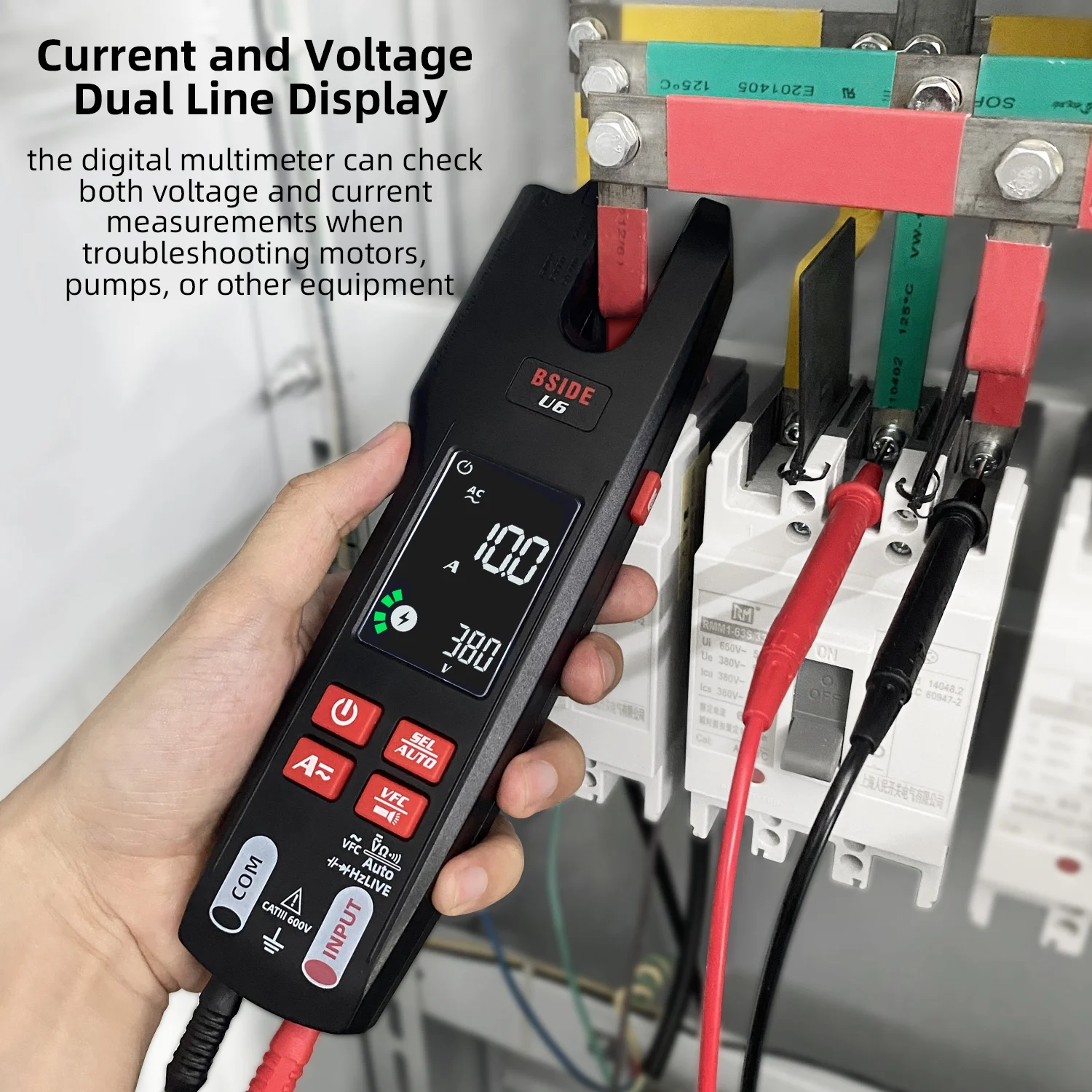 Rechargeable Clamp Meter Fork 600A Ammeter Pliers True RMS DC AC Current Open Jaw Electrical Tester Auto Digital Multimeter