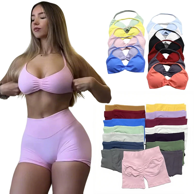 

Women's Sports Bra Impact Shorts 2-piece Set Pilates Set Yoga Vest Training Fitness Bra Set