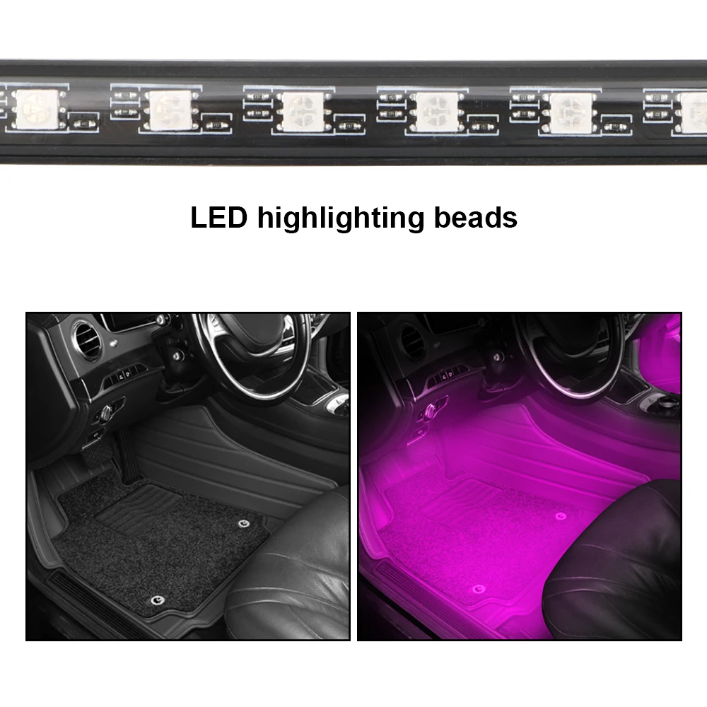 Ambient Lamp Atmosphere Lamp 24/36/48/72 LED LED Car Foot Light Auto Decoration Remote/Voice Control
