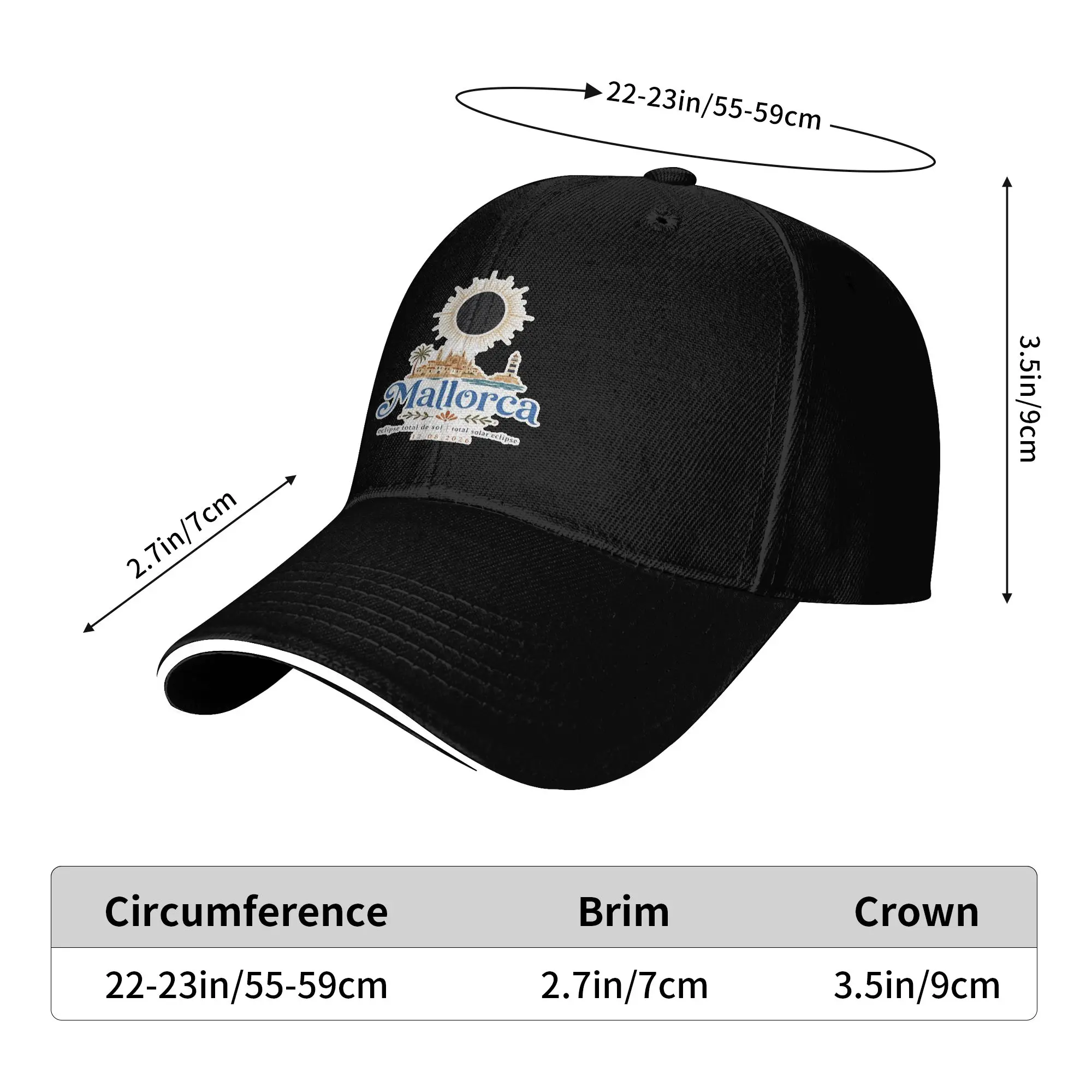 Total Solar Eclipse 2026 Mallorca Spain Sun Baseball Cap  Summer y2k Funny Hip Hop Hats For Couple Women Kpop Rock Baseball Caps