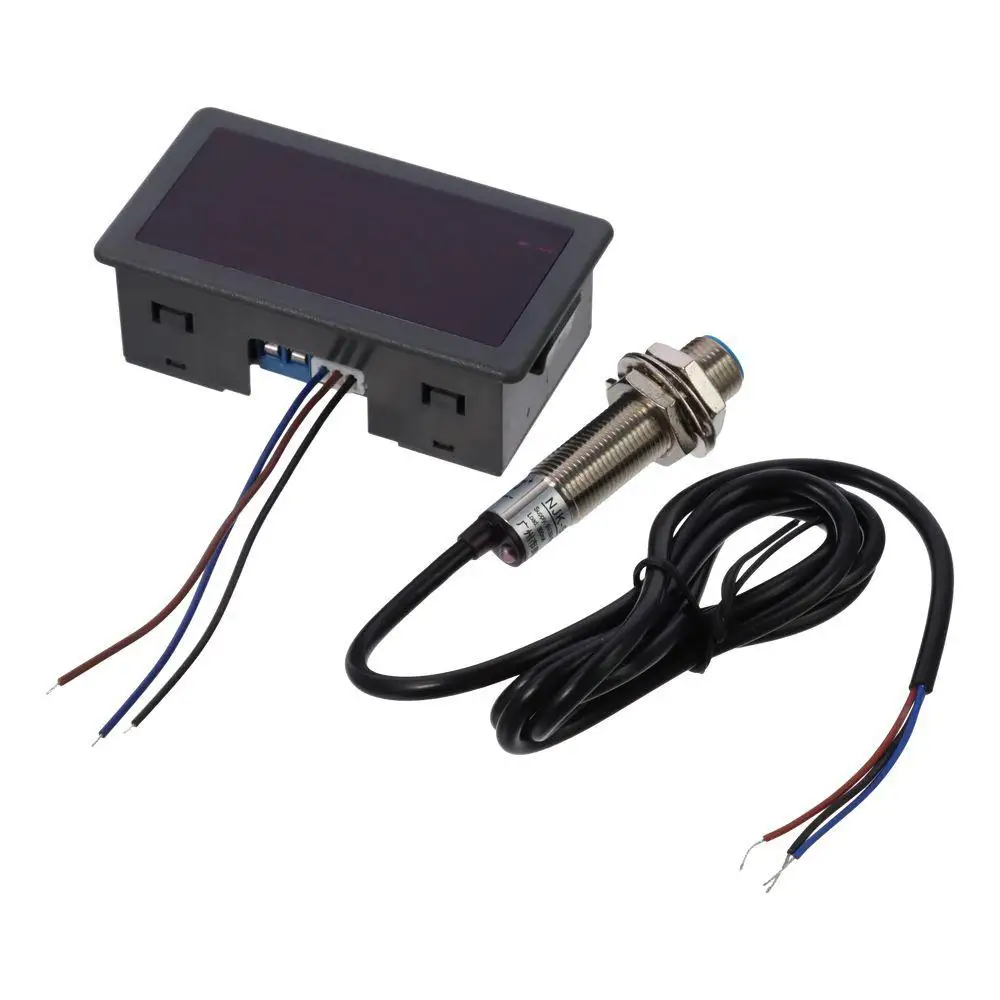 AC 110V-230V Digital LED Motor Tachometer Red 4 Digit NPN Hall Proximity Switch Sensor Outboard Motor Engine