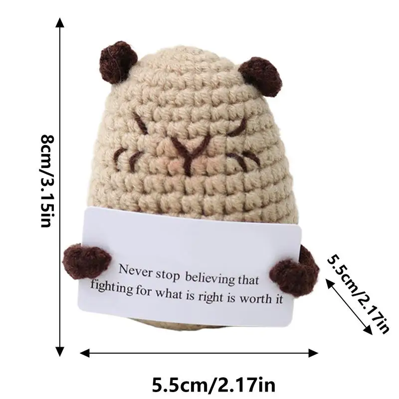 Emotional Support Animal Decor Small Funny Positive Handmade Crochet Doll Cute Expression Decoration Tool For Desk Bedside Table images - 6