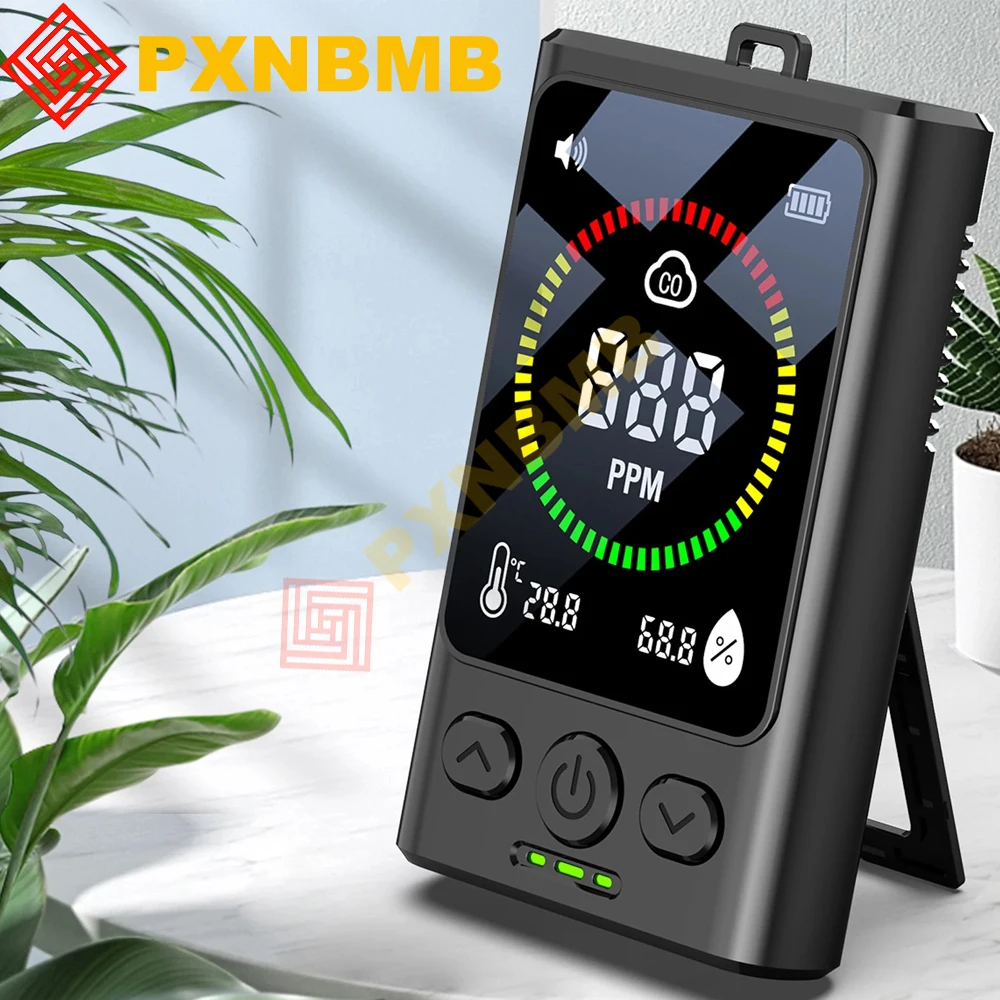 جهاز اختبار جودة الهواء الرقمي، أول أكسيد الكربون، إنذار أول أكسيد الكربون الرقمي القابل لإعادة الشحن، مناسب لمكاتب المرآب المنزلية