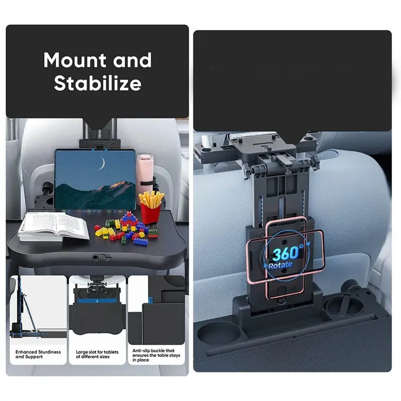 A65P-Expandable Car Backseat Desk With Non-Slip Pad & Device Holder Back Seat Tray For Laptop Dining view 3