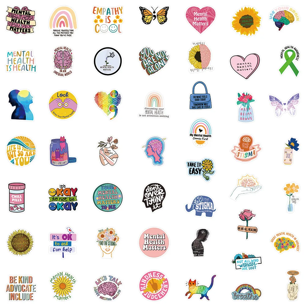 10/30/50PCS Mental Health Graffiti Sticker Decals for Gift DIY Laptop Luggage Motorcycle Travel Inspirational Sticker Toys